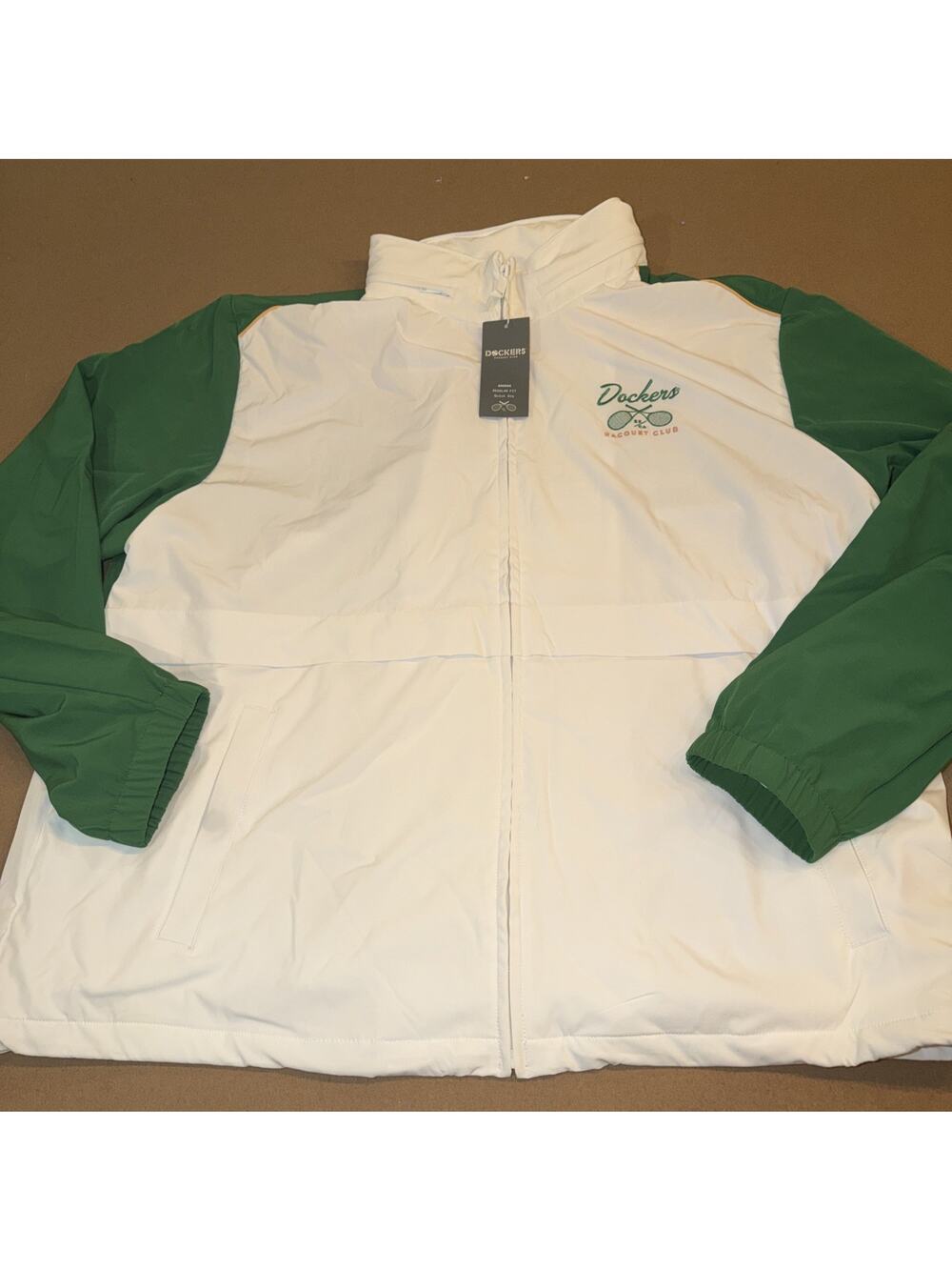 Dockers Racquet Club Anorak Quick Dry Jacket Hideaway Hood In Collar-NWT XXL